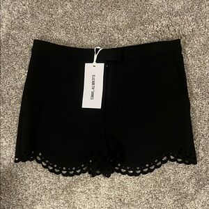 Elizabeth and James High Waist Black Shorts with Lace Detail